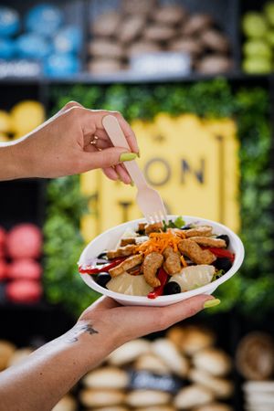 Vegan strips made of soy protein at No Ponto in Nazare