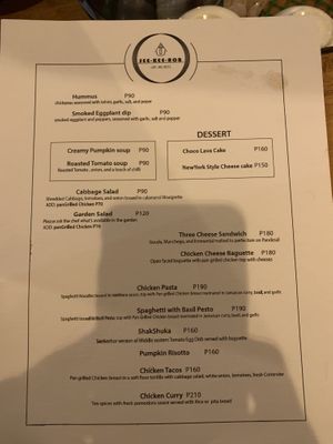 Menu as at 16 Nov 2019 . Vegan is not marked but ask the chef - Jerry .  at See-Kee-Hor in San Juan Siquijor