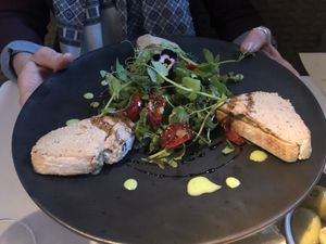 Cashew cream on sourdough. at Fellinis in Ambleside