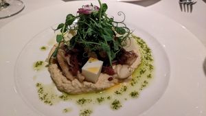 Smoky aubergine & houmous at Fellinis in Ambleside