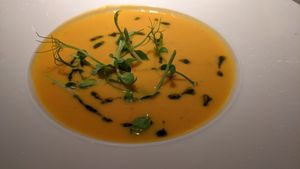 Sweet potato soup at Fellinis in Ambleside