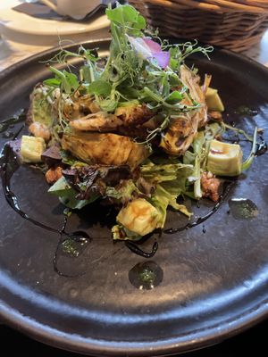 Marinated artichoke, avocado & caramelised walnut salad  at Fellinis in Ambleside