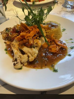 Cauliflower katsu with quinoa  at Fellinis in Ambleside
