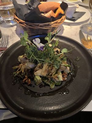 Artichoke and walnut salad  at Fellinis in Ambleside