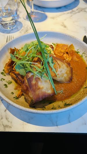 The amazing Moroccan Fillo Parcel with couscous  at Fellinis in Ambleside