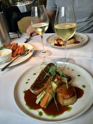 Nut roast (vegan) with roasted sweet potatoes on the side  at Fellinis in Ambleside