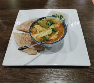 Paratha with curry at Shwe Myanmar Burmese Cuisine in Livermore