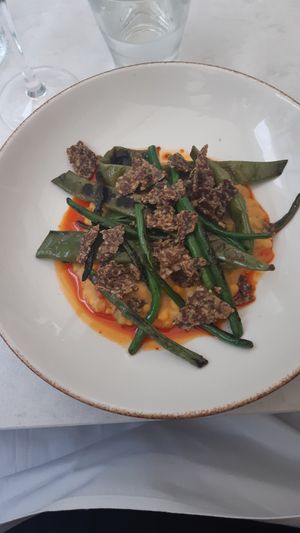 Charred runner beans at Glas Restaurant in Dublin
