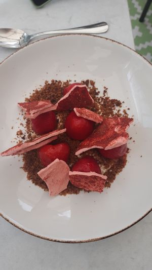 Macerated strawberries at Glas Restaurant in Dublin