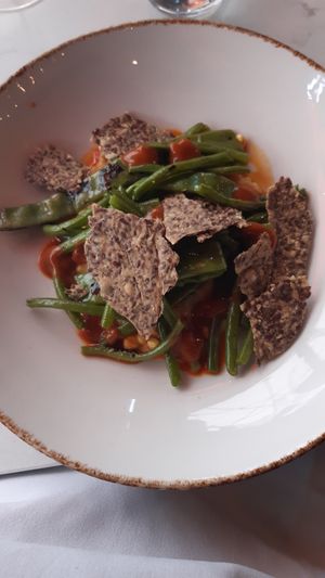 Charred runner beans with tequila salsa at Glas Restaurant in Dublin