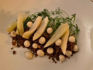 Starter onion and leek terrine   at Glas Restaurant in Dublin