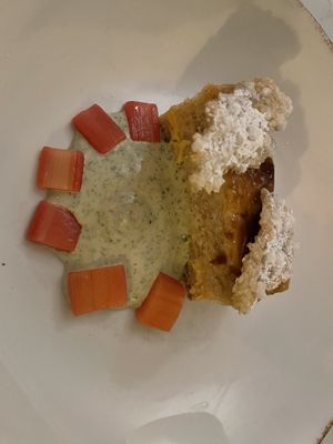 Sourdough pudding.. the dill cream  at Glas Restaurant in Dublin