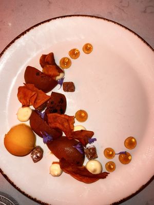 Flamed apricots   at Glas Restaurant in Dublin