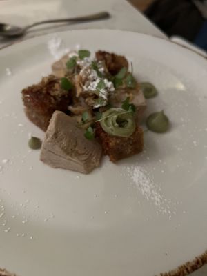 Pudding - hazelnut cake and chestnut parfait   at Glas Restaurant in Dublin