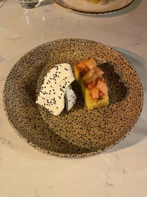 Polenta and pear cake  at Glas Restaurant in Dublin