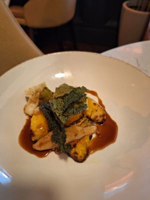 Saffron Kohlrabi (VG)
Braised Savoy Cabbage, Schupfnudeln, Sweet & Sour Romanesco at Glas Restaurant in Dublin