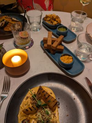 Polenta fries and patatas bravas at Glas Restaurant in Dublin