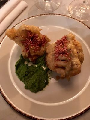 Tempura shimeji mushrooms  at Glas Restaurant in Dublin