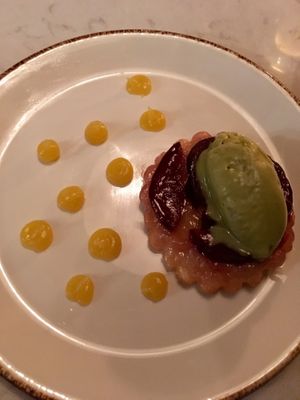 Plum tarte tatin  at Glas Restaurant in Dublin