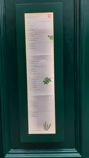 Outside menu at Glas Restaurant in Dublin