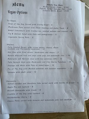 Vegan menu   at The Godstone Inn in Godstone