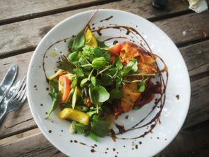 Lasagne! With 'meaty' bits in and wonderful salad at The Godstone Inn in Godstone
