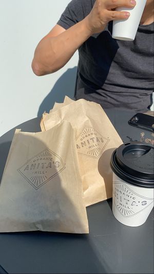 Lavender oat milk lattes and treats  at Anita's Bread and Coffee in Chilliwack