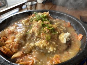 Beans & greens stoned loco moco  at Namu Stonepot in San Francisco