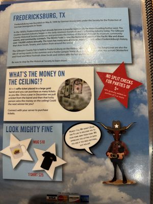 Menu  at Texas Sunrise in Fredericksburg