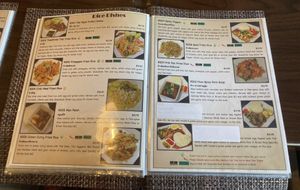 Rice page of menu featured. Examples of clear vegan marking and substitutions.  at Thai Thai'm in Loveland