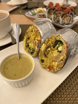 Tofu scramble wrap with vegan Hollandaise   at iVegan in Makati