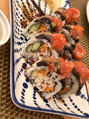 Sushi roll with cabbage, mushroom, and tomato. Strange yet tasty    at iVegan in Makati
