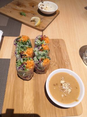 Fresh spring roll with peanut butter sauce at iVegan in Makati