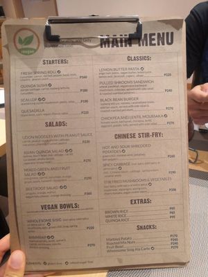 Menu at iVegan in Makati