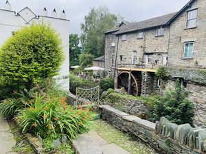Outdoor seating, lovely setting at Rattle Ghyll Cafe in Ambleside