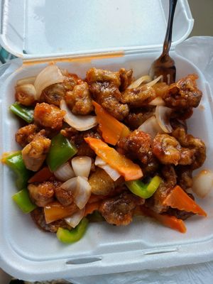 Sweet & sour mock chicken at Harmony Vegetarian in Chamblee