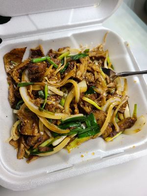 Mongolian Beef - takeout at Harmony Vegetarian in Chamblee