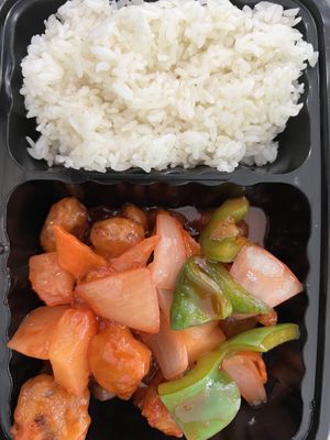 Sweet and sour ‘chicken’ lunch portion   at Harmony Vegetarian in Chamblee