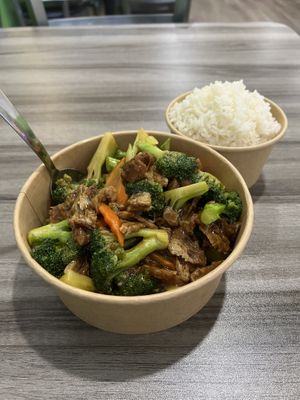 Beef with broccoli entree  at Harmony Vegetarian in Chamblee