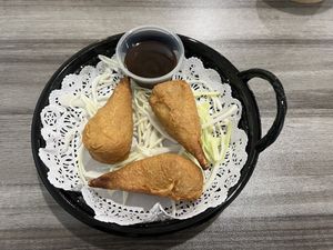 Fried chicken drumsticks appetizer  at Harmony Vegetarian in Chamblee