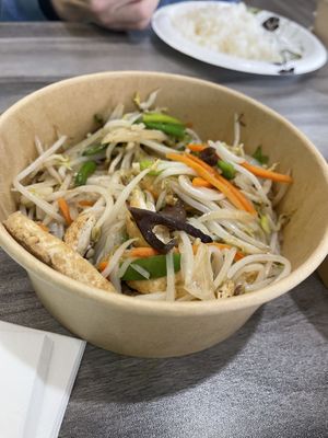 Shredded tofu with bean sprouts   at Harmony Vegetarian in Chamblee