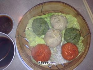 steamed dumplings at Harmony Vegetarian in Chamblee