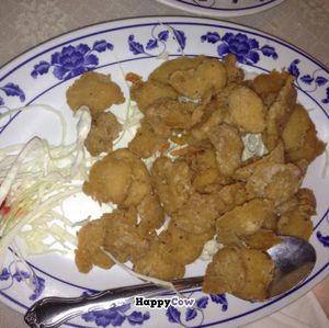 fried crunchy chic'n at Harmony Vegetarian in Chamblee