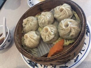Steamed leek dumplings at Harmony Vegetarian in Chamblee