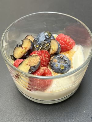 Greek yogurt with berries and vegan honey   at Pepper & Ginny - Vegane Veinkost in Vienna