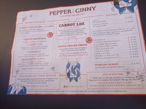 The menu at Pepper & Ginny - Vegane Veinkost in Vienna