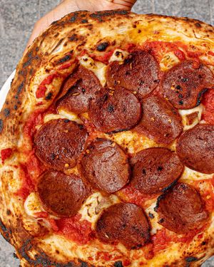Pizza pepperoni.  at Gardeno - Calle Orizada in Tijuana