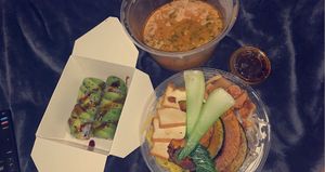 the classic ramen & caterpillar roll at The Yasai - Convoy in San Diego