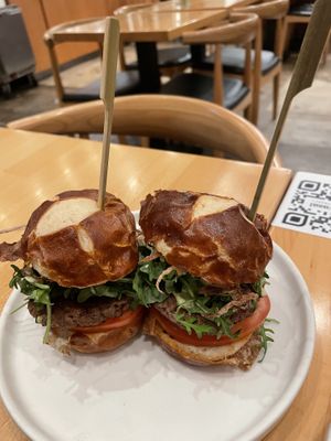 Pretzel Sliders made with Impossible meat at The Yasai - Convoy in San Diego