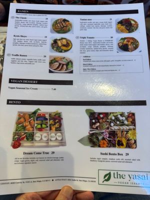 Menu at The Yasai - Convoy in San Diego
